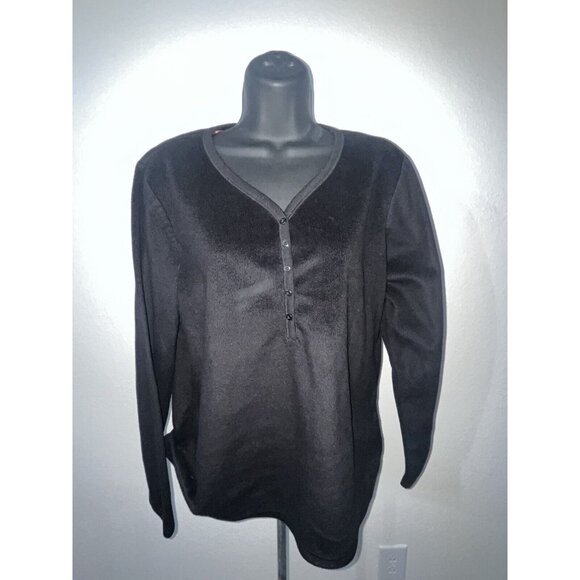 Croft & Barrow Black Fleece Faux Fur Sweater Women Large Pullover - Picture 1 of 7